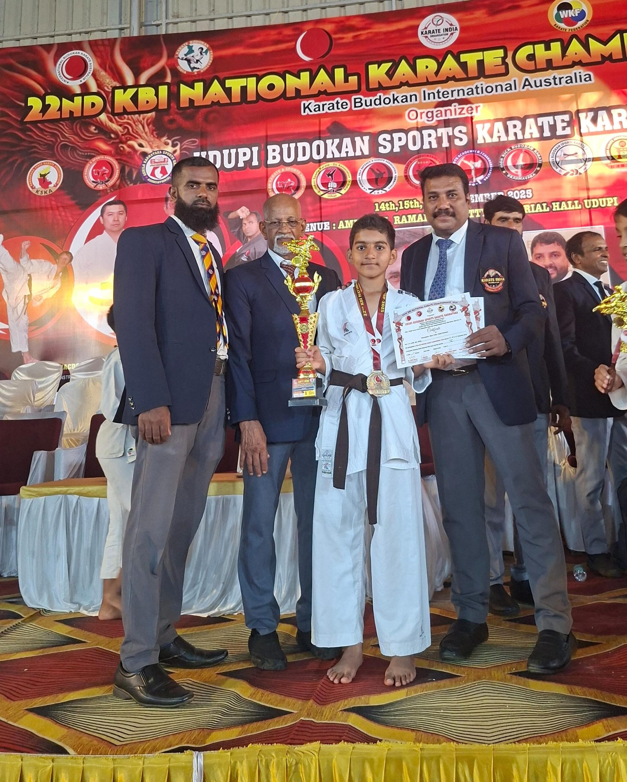 ಕರಾಟೆ ಚಾಂಪಿಯನ್ಶಿಪ್ ಸ್ಪರ್ಧೆಯಲ್ಲಿ ಅರ್ನೋನ್ ಡಿ ಅಲ್ಮೆಡಗೆ ಪ್ರಥಮ ಸ್ಥಾನ