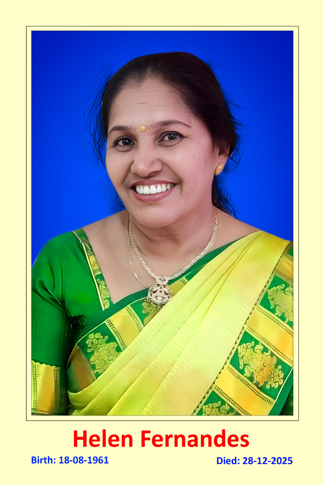 Obituary -Helen M fernandes (64) Udyavara
