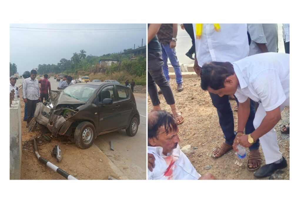 ಮೆಲ್ಕಾರ್ ಡಿವೈಡರ್‌ಗೆ ಕಾರು ಡಿಕ್ಕಿ: ಪುತ್ತೂರಿನ ನಾಲ್ವರಿಗೆ ಗಾಯ : ಆಸ್ಪತ್ರೆಗೆ ದಾಖಲಿಸಿದ ಕೃಷ್ಣ ಪ್ರಸಾದ್ ಆಳ್ವ