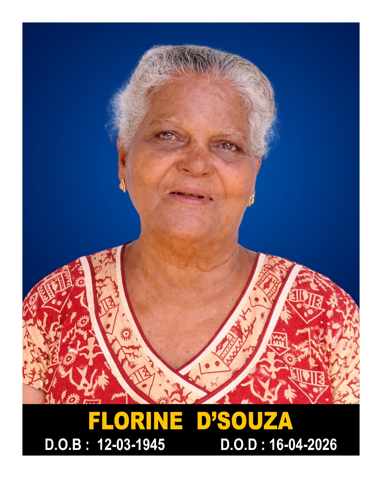 Obituary – Florine D’Souza (81 years)