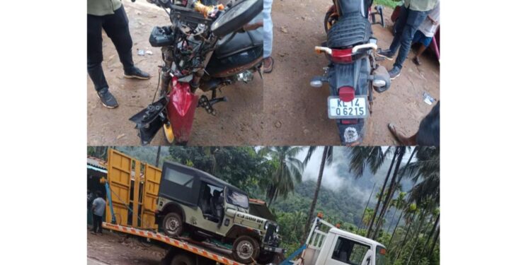 ಟೋವಿಂಗ್ ವಾಹನ-ಬೈಕ್ ಡಿಕ್ಕಿ: ಸವಾರನಿಗೆ ಗಂಭೀರ ಗಾಯ*