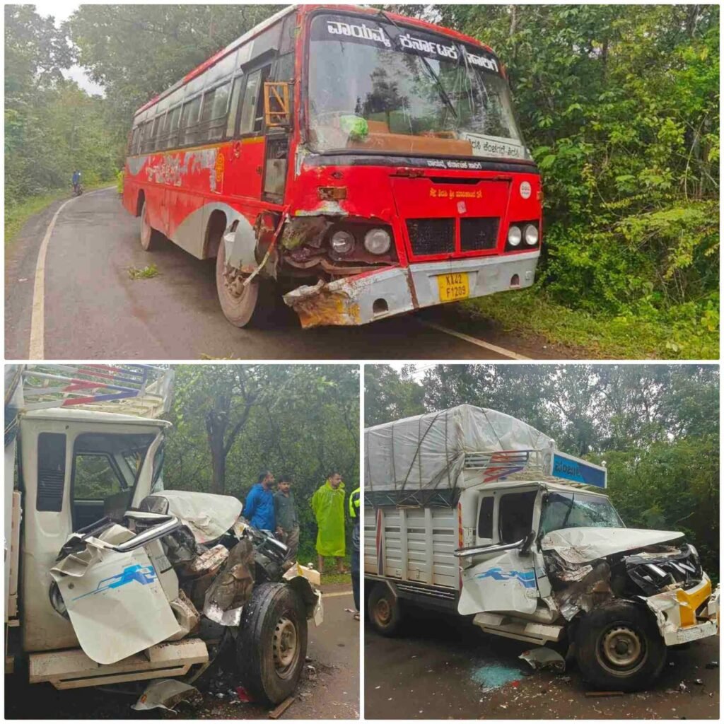 ಕೆ.ಎಸ್.ಆರ್.ಟಿ.ಸಿ ಬಸ್–ಬುಲೆರೋ ನಡುವೆ ಭೀಕರ ಡಿಕ್ಕಿ; ಹಲವರಿಗೆ ಗಾಯ